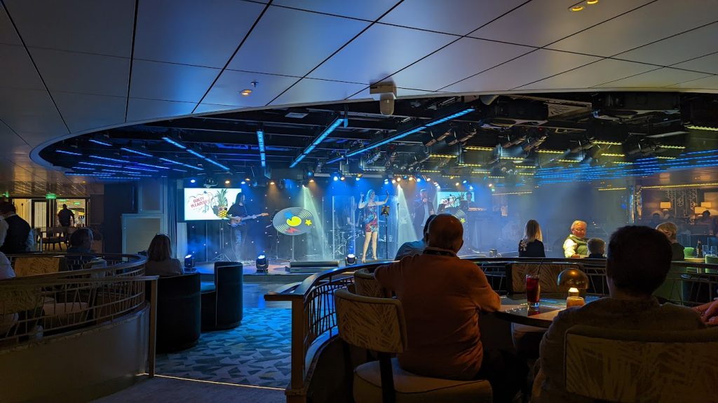 A brand performing at The Clubhouse on P&O Iona.