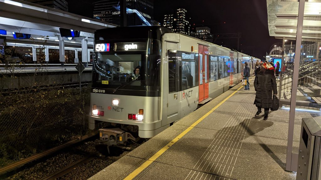 An M50 Metro train bound for central Amsterdam.